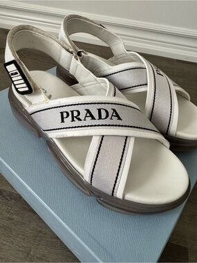 Prada White Sandals with Clear Sole